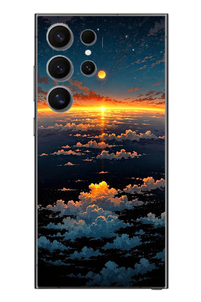Le Balvo Samsung Galaxy S24 Ultra Uyumlu Gün Batımı ve Ay Baskılı Silikon Kılıf