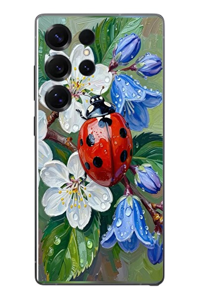 Le Balvo Samsung Galaxy S25 Ultra Uyumlu Uğur Böceği Yağlı Boya Baskılı Silikon Kılıf