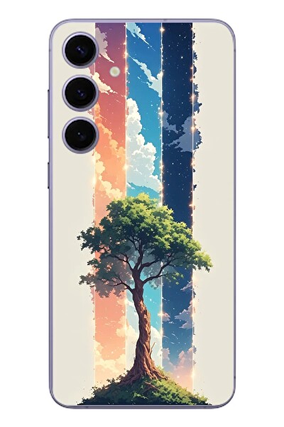 Le Balvo Samsung Galaxy S24 Plus Uyumlu Yalnız Ağaç Dört Mevsim Baskılı Silikon Kılıf