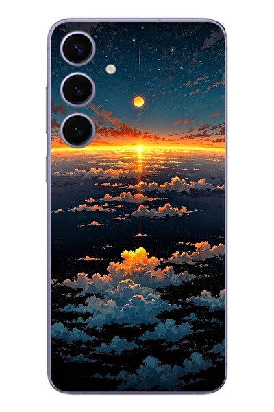 Le Balvo Samsung Galaxy S24 Plus Uyumlu Gün Batımı ve Ay Baskılı Silikon Kılıf