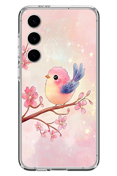 Le Balvo Samsung Galaxy S24 FE Uyumlu Dalda ki Kuş Baskılı Silikon Kılıf