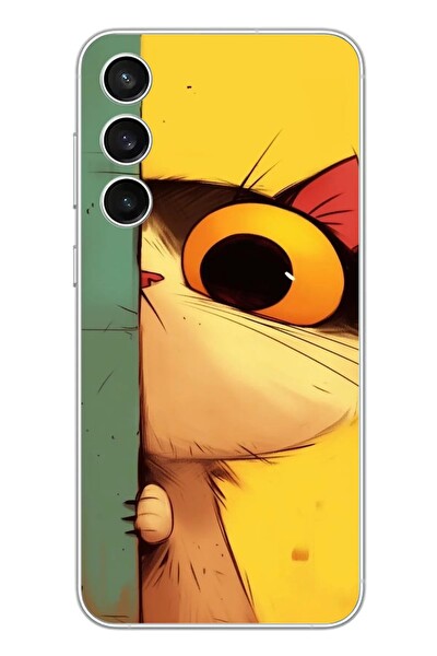 Le Balvo Samsung Galaxy S23 FE Uyumlu Tek Gözlü Kedi Baskılı Silikon Kılıf