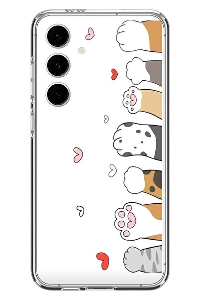 Le Balvo Samsung Galaxy S24 FE Uyumlu Kedi Harekatı Patileri Baskılı Silikon Kılıf