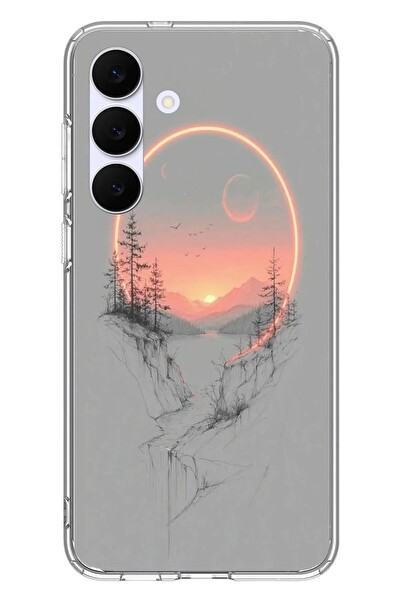 Le Balvo Samsung Galaxy S25 FE Uyumlu Günbatımı Mermer Desenli Baskılı Silikon Kılıf