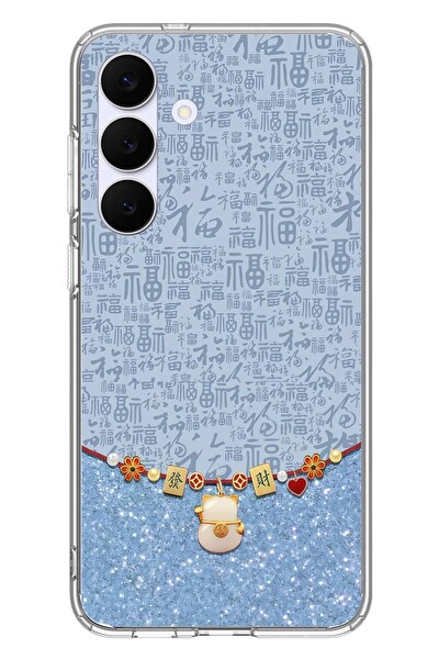 Le Balvo Samsung Galaxy S25 FE Uyumlu Mavi Japon Desen Baskılı Silikon Kılıf