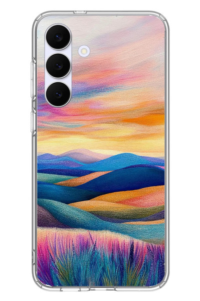 Le Balvo Samsung Galaxy S25 FE Uyumlu Renkli Pastel Günbatımı Baskılı Silikon Kılıf