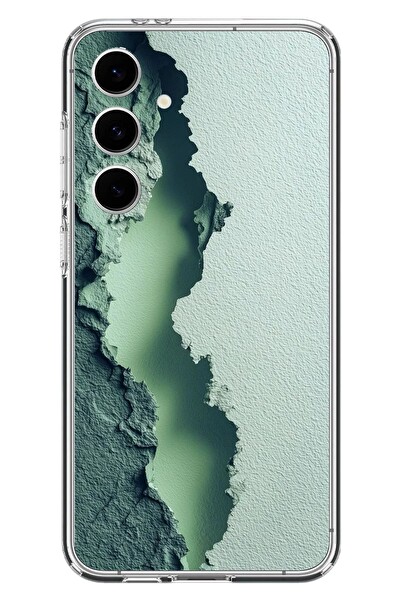 Le Balvo Samsung Galaxy S24 FE Uyumlu Koyu Yeşil İzler Baskılı Silikon Kılıf
