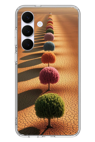 Le Balvo Samsung Galaxy S25 FE Uyumlu Sıralı Renkli Ağaçlar Baskılı Silikon Kılıf