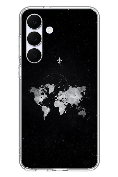 Le Balvo Samsung Galaxy S25 FE Uyumlu Dünya Haritası Uçuş Baskılı Silikon Kılıf