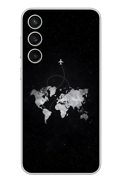 Le Balvo Samsung Galaxy S23 FE Uyumlu Dünya Haritası Uçuş Baskılı Silikon Kılıf