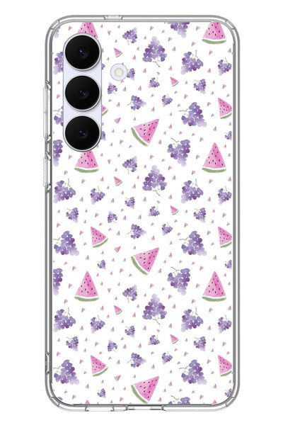 Le Balvo Samsung Galaxy S25 FE Uyumlu Karpuz ve Üzümler Baskılı Silikon Kılıf