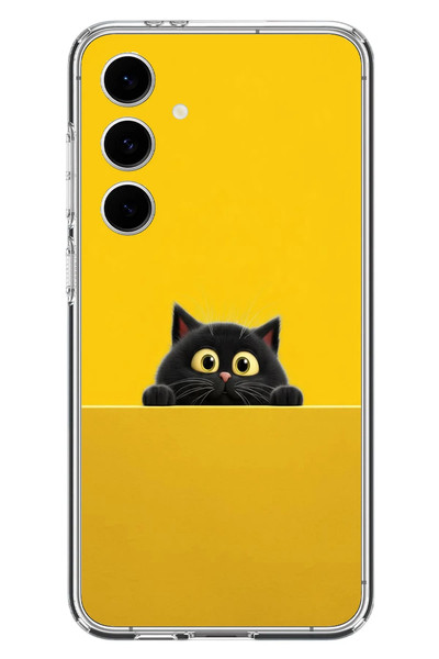Le Balvo Samsung Galaxy S24 FE Uyumlu Sarı Gözlü Kedi Baskılı Silikon Kılıf