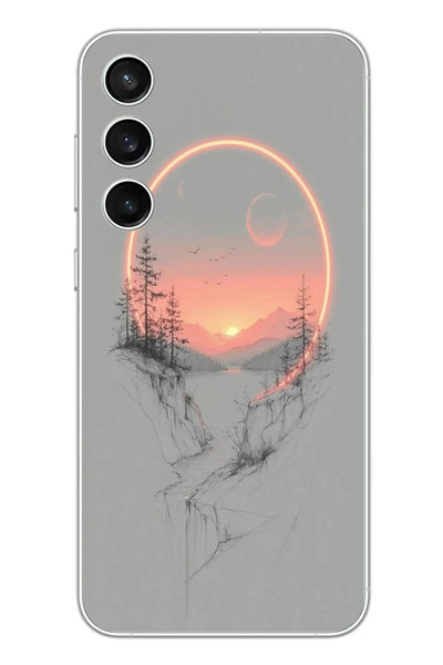 Le Balvo Samsung Galaxy S23 FE Uyumlu Günbatımı Mermer Desenli Baskılı Silikon Kılıf
