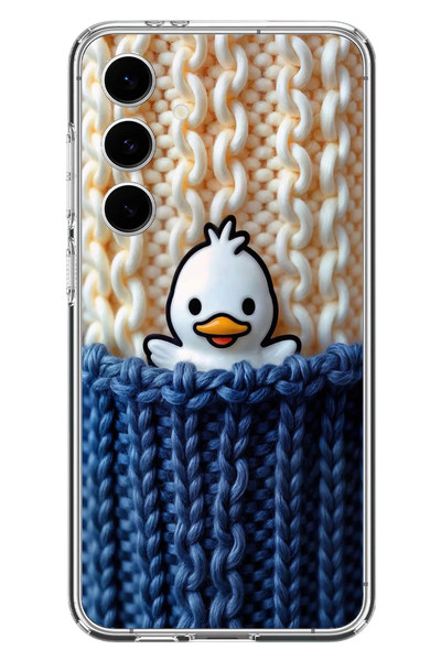 Le Balvo Samsung Galaxy S24 FE Uyumlu Gülen Ördek Yavrusu Baskılı Silikon Kılıf