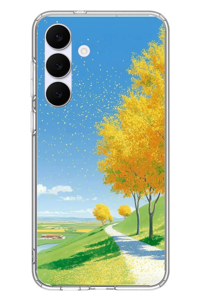 Le Balvo Samsung Galaxy S25 FE Uyumlu Sarı Sonbahar Ağacı Baskılı Silikon Kılıf