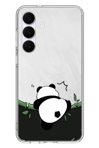Le Balvo Samsung Galaxy S25 FE Uyumlu Bambuya Çıkan Panda Baskılı Silikon Kılıf