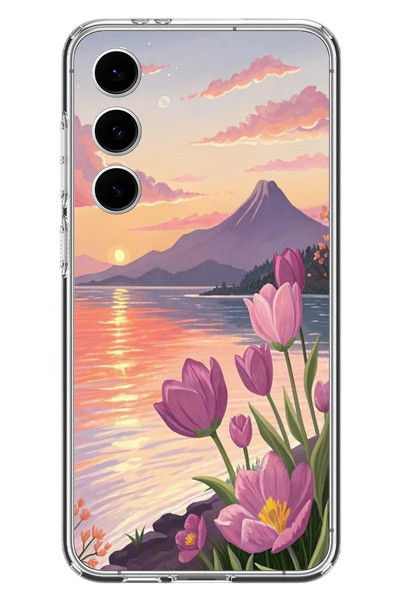 Le Balvo Samsung Galaxy S24 FE Uyumlu Çiçek Yağlı Boya Baskılı Silikon Kılıf