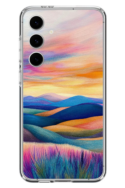 Le Balvo Samsung Galaxy S24 FE Uyumlu Renkli Pastel Günbatımı Baskılı Silikon Kılıf