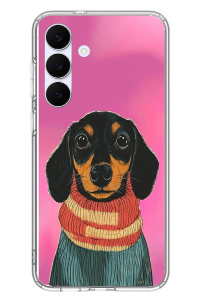Le Balvo Samsung Galaxy S25 FE Uyumlu Sevimli Siyah Köpek Baskılı Silikon Kılıf