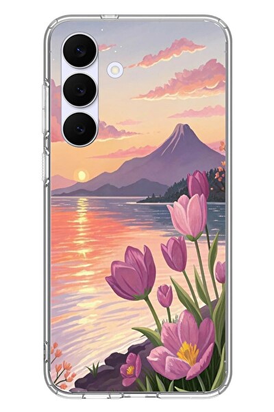 Le Balvo Samsung Galaxy S25 FE Uyumlu Çiçek Yağlı Boya Baskılı Silikon Kılıf