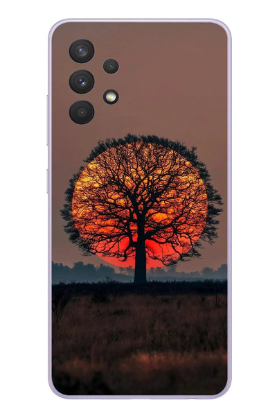 Le Balvo Samsung Galaxy A32 Uyumlu Güneşe Denk Gelen Ağaç Baskılı Silikon Kılıf