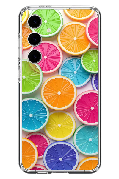 Le Balvo Samsung Galaxy S24 FE Uyumlu Renkli Lime Dilimler Baskılı Silikon Kılıf