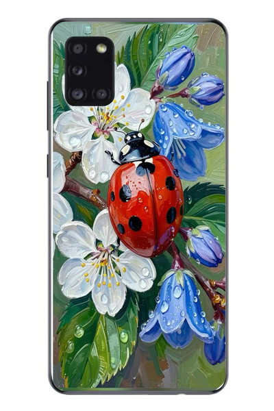 Le Balvo Samsung Galaxy A31 Uyumlu Uğur Böceği Yağlı Boya Baskılı Silikon Kılıf