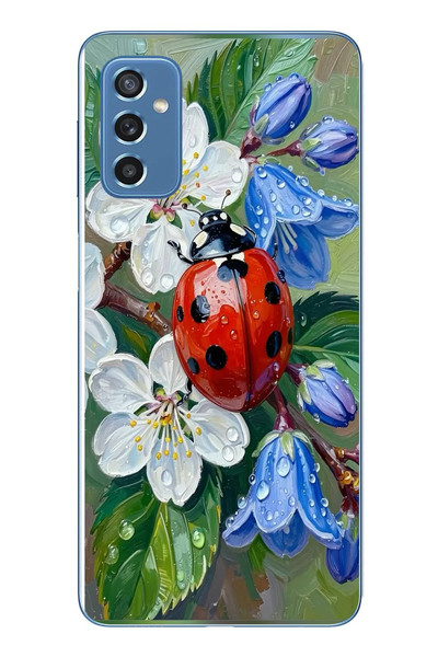 Le Balvo Samsung Galaxy M52 Uyumlu Uğur Böceği Yağlı Boya Baskılı Silikon Kılıf