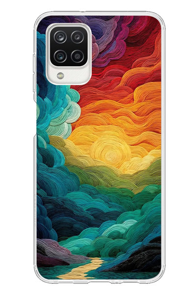 Le Balvo Samsung Galaxy A12 Uyumlu Gün Doğumu ve Batımı Baskılı Silikon Kılıf
