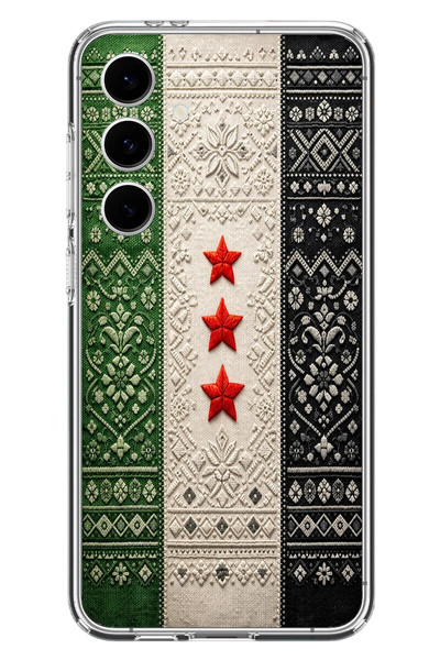 Le Balvo Samsung Galaxy S24 FE Uyumlu Suriye Bayrağı Dokuma Baskılı Silikon Kılıf