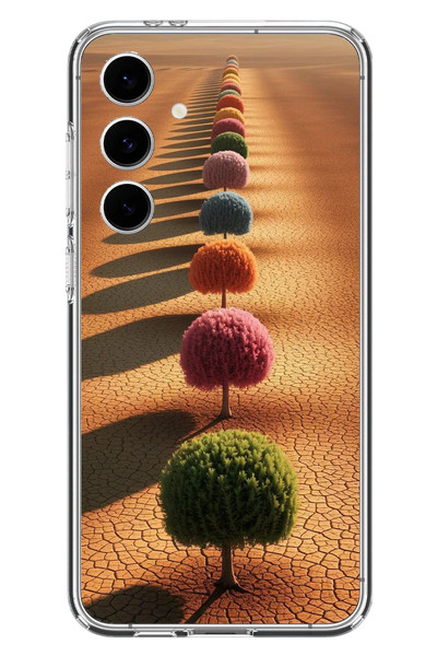 Le Balvo Samsung Galaxy S24 FE Uyumlu Sıralı Renkli Ağaçlar Baskılı Silikon Kılıf