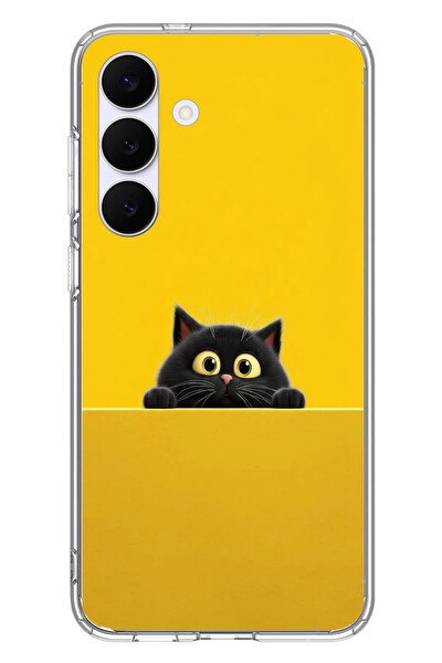 Le Balvo Samsung Galaxy S25 FE Uyumlu Sarı Gözlü Kedi Baskılı Silikon Kılıf