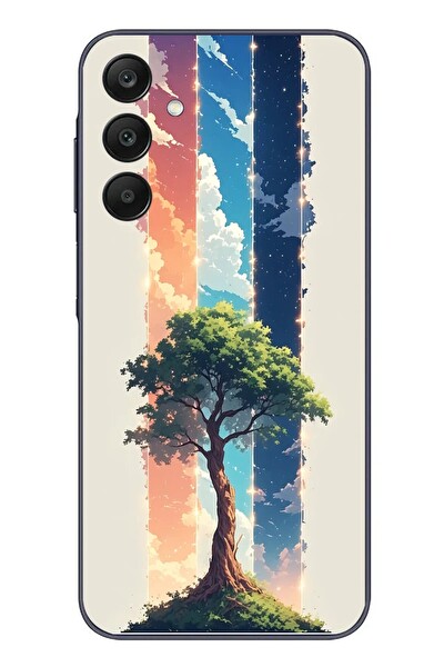 Le Balvo Samsung Galaxy A25 Uyumlu Yalnız Ağaç Dört Mevsim Baskılı Silikon Kılıf