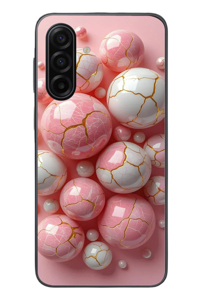 Le Balvo Samsung Galaxy A17 Uyumlu Pembe Beyaz Kırık Toplar Baskılı Silikon Kılıf