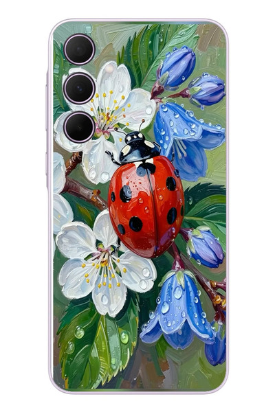 Le Balvo Samsung Galaxy A35 Uyumlu Uğur Böceği Yağlı Boya Baskılı Silikon Kılıf