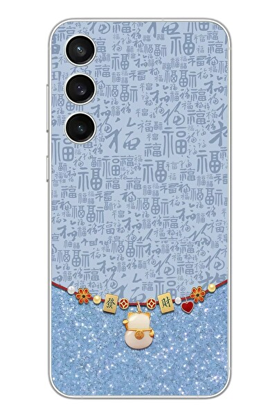 Le Balvo Samsung Galaxy S23 FE Uyumlu Mavi Japon Desen Baskılı Silikon Kılıf