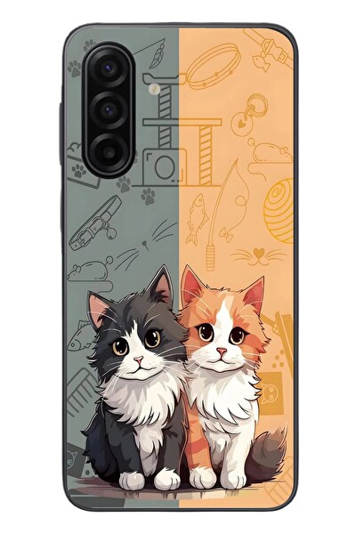 Le Balvo Samsung Galaxy A17 Uyumlu Sarı ve Siyah Kedi Baskılı Silikon Kılıf