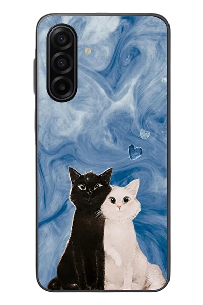 Le Balvo Samsung Galaxy A17 Uyumlu Siyah ve Beyaz Kedi Baskılı Silikon Kılıf