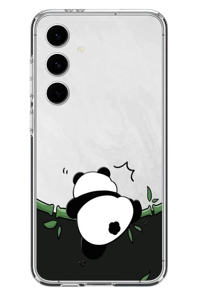 Le Balvo Samsung Galaxy S24 FE Uyumlu Bambuya Çıkan Panda Baskılı Silikon Kılıf