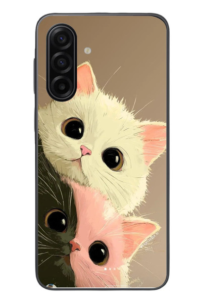 Le Balvo Samsung Galaxy A17 Uyumlu Pembe Siyah Beyaz Kedi Baskılı Silikon Kılıf