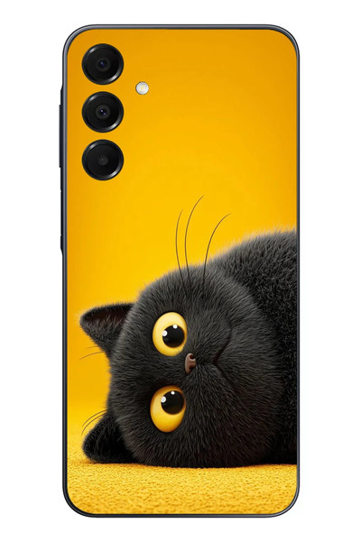 Le Balvo Samsung Galaxy A16 Uyumlu Yan Bakan Siyah Kedi Baskılı Silikon Kılıf