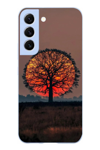 Le Balvo Samsung Galaxy S22 Uyumlu Güneşe Denk Gelen Ağaç Baskılı Silikon Kılıf