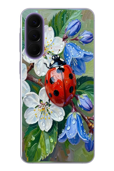 Le Balvo Samsung Galaxy A57 Uyumlu Uğur Böceği Yağlı Boya Baskılı Silikon Kılıf