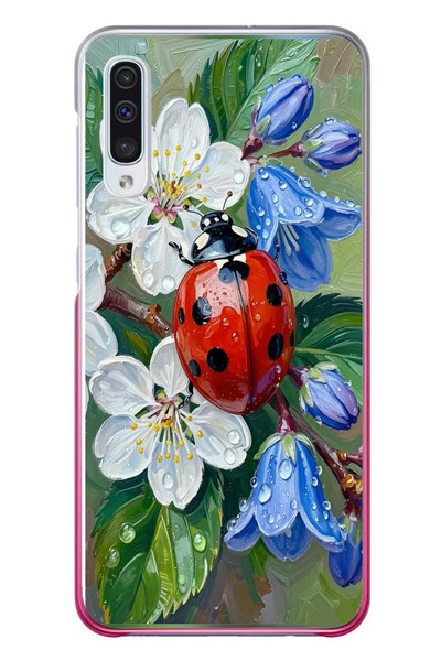 Le Balvo Samsung Galaxy A50 Uyumlu Uğur Böceği Yağlı Boya Baskılı Silikon Kılıf