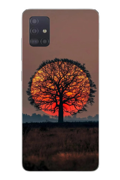 Le Balvo Samsung Galaxy A51 Uyumlu Güneşe Denk Gelen Ağaç Baskılı Silikon Kılıf