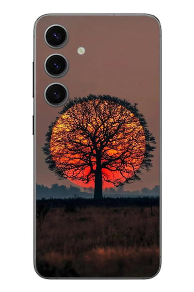 Le Balvo Samsung Galaxy S24 Uyumlu Güneşe Denk Gelen Ağaç Baskılı Silikon Kılıf