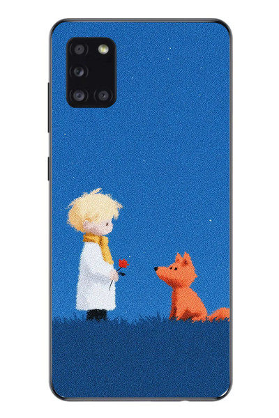 Le Balvo Samsung Galaxy A31 Uyumlu Sarışın Çocuk ve Köpek Baskılı Silikon Kılıf