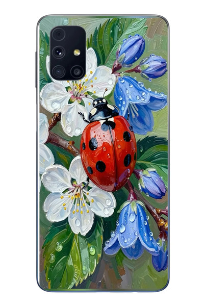 Le Balvo Samsung Galaxy M31s Uyumlu Uğur Böceği Yağlı Boya Baskılı Silikon Kılıf
