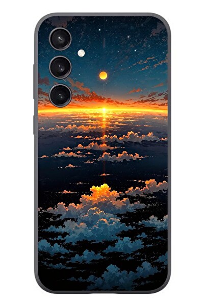 Le Balvo Samsung Galaxy S23 Uyumlu Gün Batımı ve Ay Baskılı Silikon Kılıf