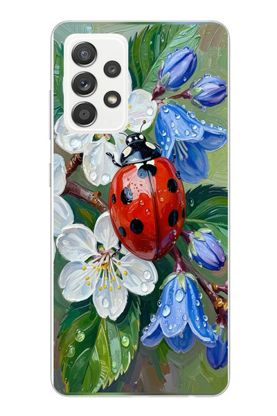 Le Balvo Samsung Galaxy A52 Uyumlu Uğur Böceği Yağlı Boya Baskılı Silikon Kılıf
